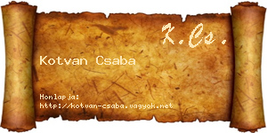 Kotvan Csaba névjegykártya