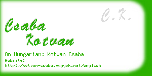 csaba kotvan business card